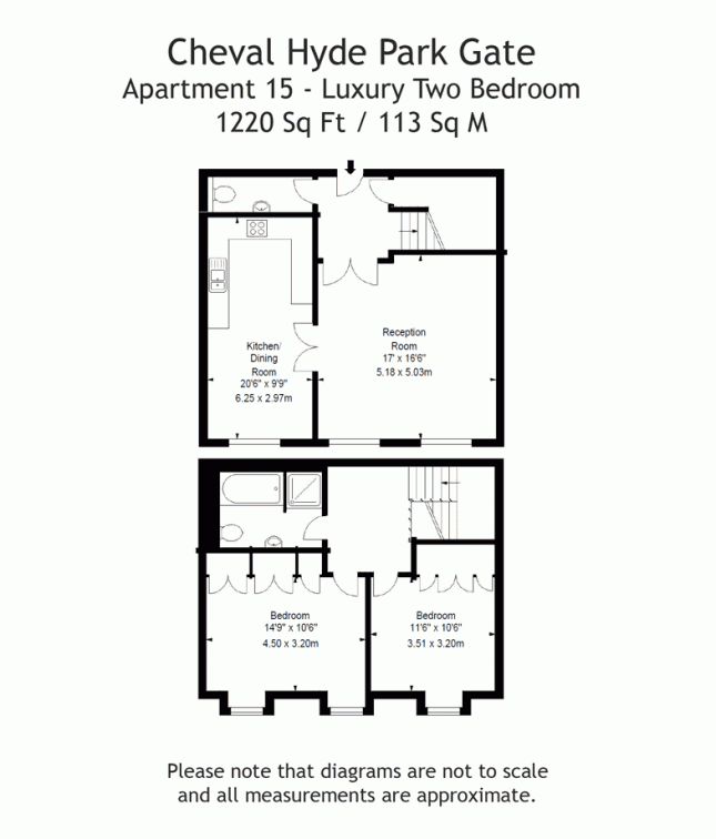 Cheval Hyde Park Gate Luxury Two-Bedroom Apartments  Floorplan 