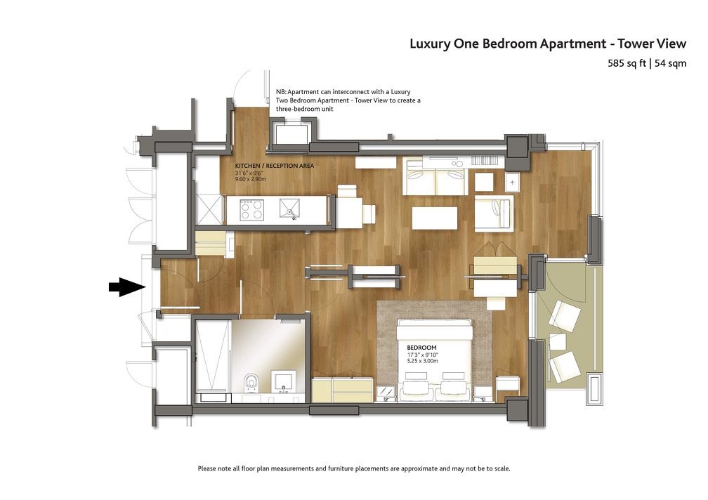 ChevalThreeQuays-Luxury One Bedroom Apartment Tower View-007