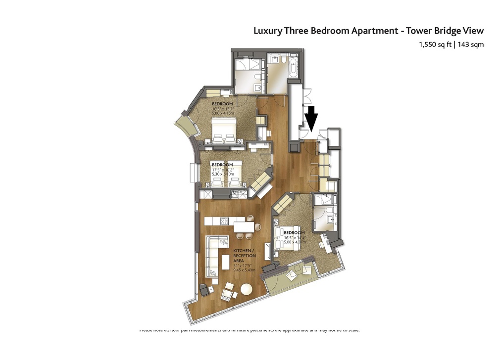 ChevalThreeQuays-Deluxe Three Bedroom Apartment Tower Bridge View-040
