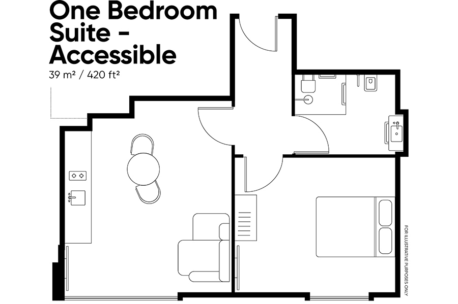 Leman Locke One Bedroom Suite - Accessible  - Floorplan