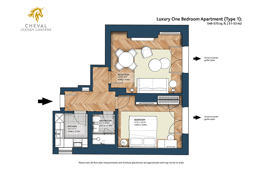 CLG Floorplans Luxury-One-Bedroom-Apartment Type1