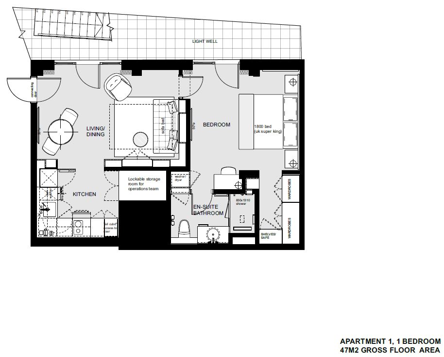 15BasilSt-1. One Bed Apartments-4. 15 Basil Street One Bedroom Apartment Floorplan - 1