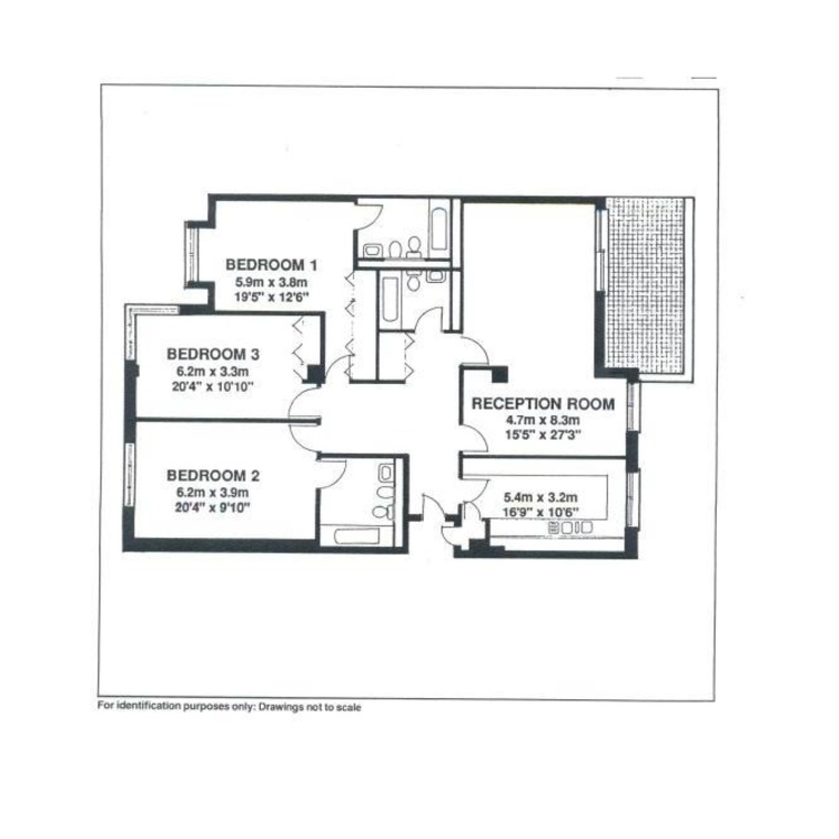 Monarch House - Standard Three Bedroom Apartment  s3floorplan-2